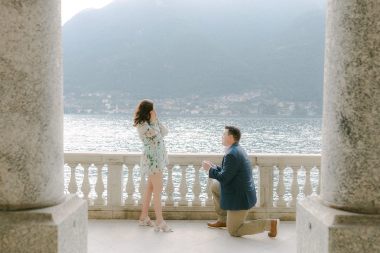 surprise proposal at Villa Lario, on Lake Como